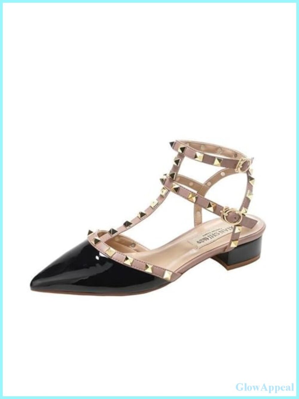 Studded Pointed Toe Flat Sandals Adjustable Strap Slide Mules Dressy Party